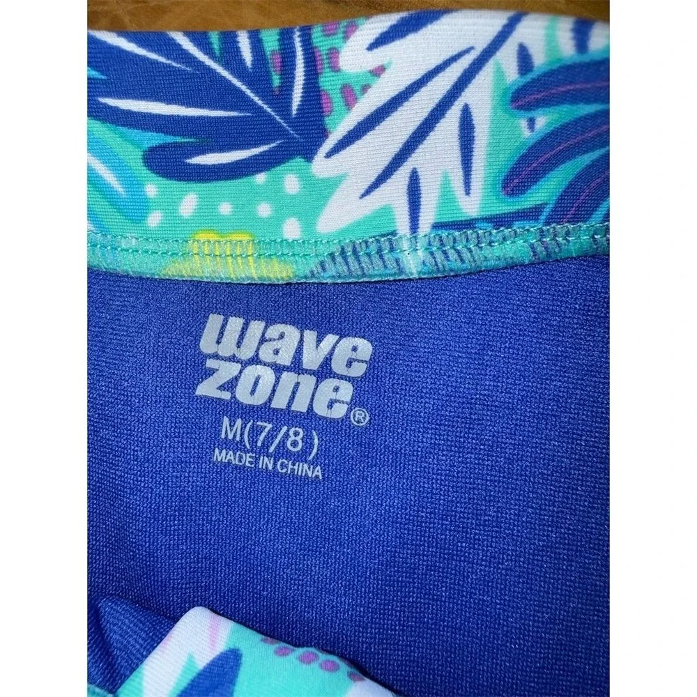 Wave Zone Girls' Tropical Floral L/S One Piece Swimsuit 7-8Y resort‎ vacation